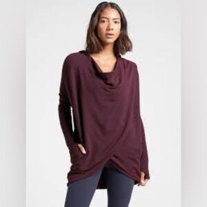 Athleta Purana  Wrap Hooded Sweatshirt In Plum Size XS EUC